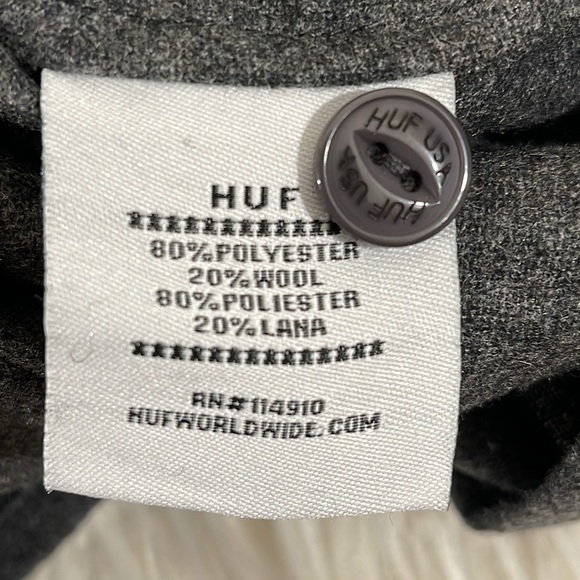HUF Worldwide Baseball Jersey Size Medium Mens Gray Wool Blend Black Panther - Picture 7 of 9
